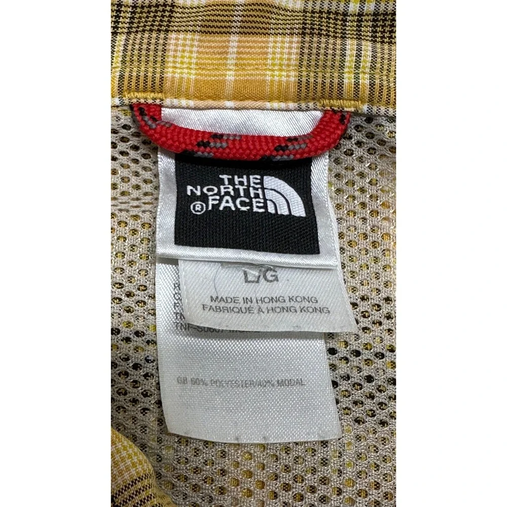 The‎ North Face Mens Yellow Plaid Short Sleeve Button Up Hiking Shirt Large